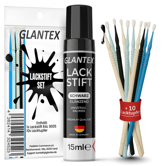 Lackstift Schwarz Set + 10 Lacktupfer