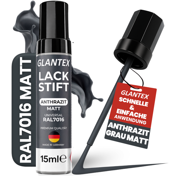 GLANTEX Lackstift Anthrazit Matt RAL 7016 mit 15 ml Inhalt