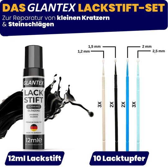 Lackstift Schwarz Set + 10 Lacktupfer