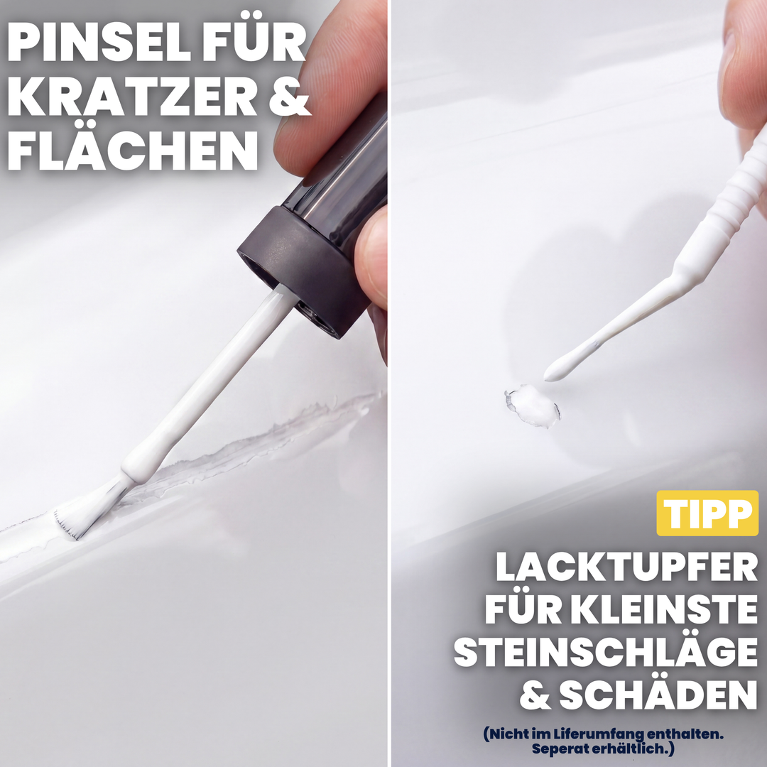 Ausgebesserte Macke an einer weiß lackierten Möbelfront