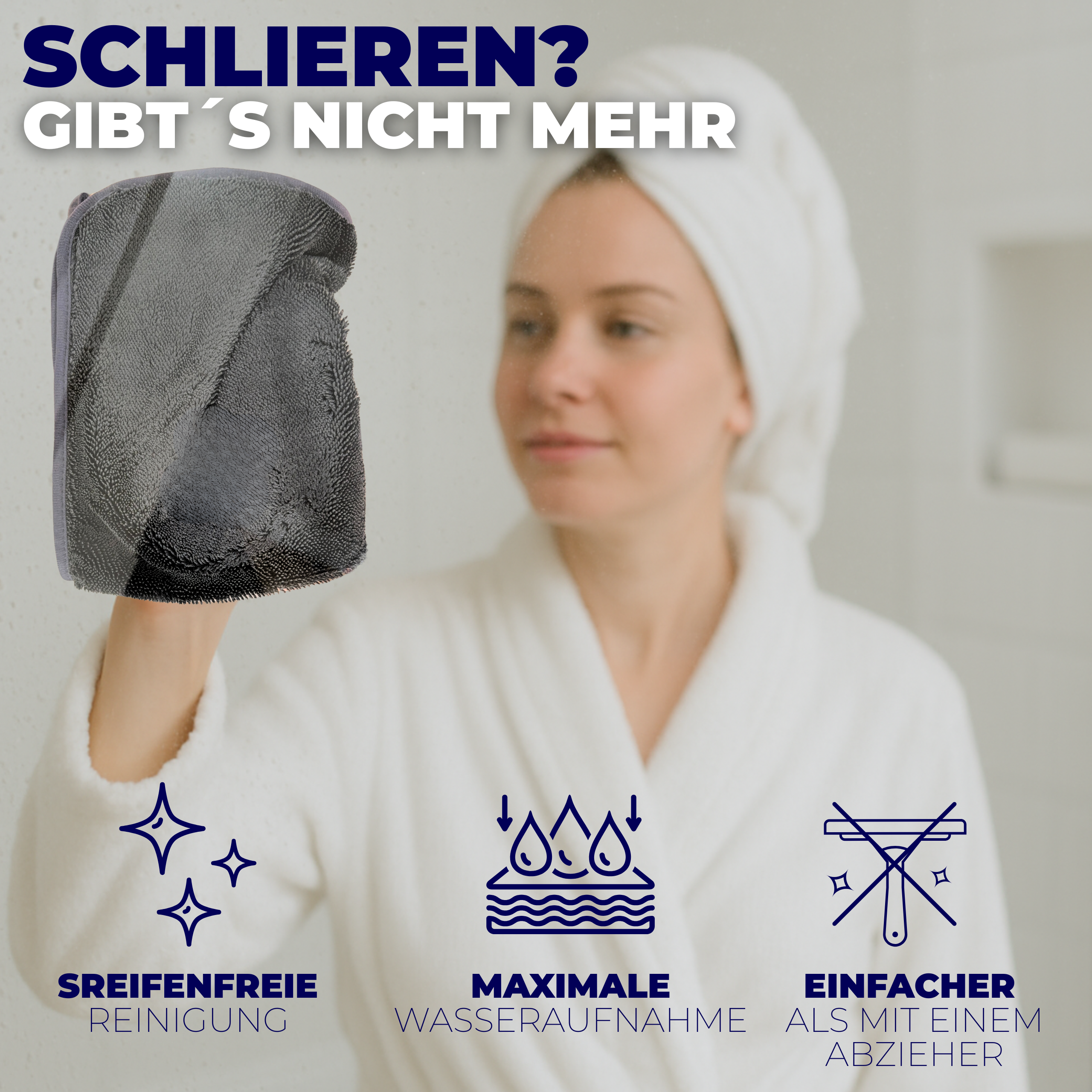 XL Trockentuch DAS ORIGINAL – Extrem Saugstark Mikrofaser Tuch Für Fenster & Glas (ehemals Shiny Bath XXL)